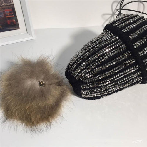 100% Real Raccoon fur Pompoms For Knitted Hats Beanies Rainbow Fluffy Hairy  Ball Poms For Bags Keychain Clothes Accessories