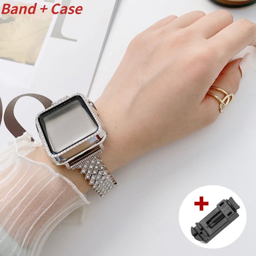 Woman Metal Premium Steel for Apple Watch band+case Series 6 5