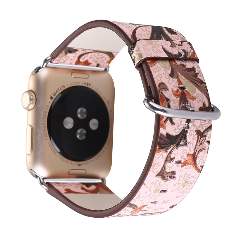 Wholesale Printed leather band for apple watch Floral fashion Wristband fit  iwatch series 6/5/4/3/2/1/SE 44mm 40mm 42mm 38mm Factory From m.