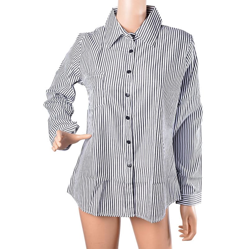 vbnergoie Womens Button Down Shirt Long Sleeve Lapel Striped Shirts Casual  Tunic Blouse Tops Compression Shirts for Women plus Size Womens Long