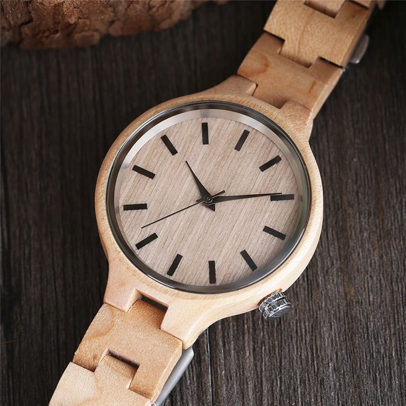 Luxury Natural Maple Bamboo Wood Watches Ladies Fashionable Quartz Wristwatch Womens Bracelet Female Clock Relogio Feminino