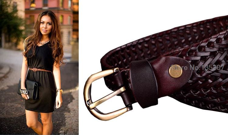 www. - Genuine Cow leather Woman Braided belts width 2.5cm