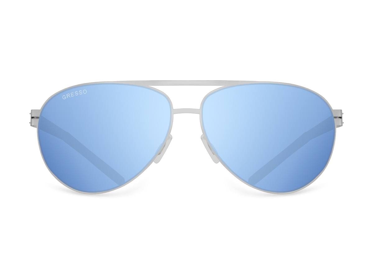 Titanium aviator sunglasses for men GRESSO Santiago with Zeiss polarized blue lenses #color_blue-mirror