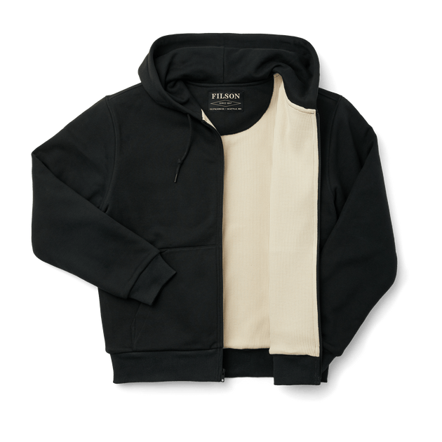 Prospector Waffle Lined Full Zip Sweatshirt Hoodie - Black