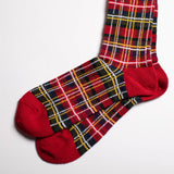 Wool Check Crew Socks - Red