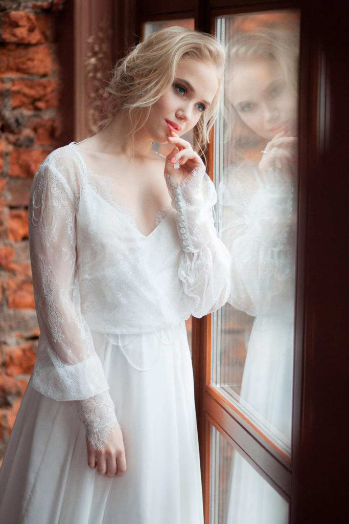 chiffon-v-neck-a-line-wedding-dress-with-flutter-short-sleeves-ruffle-wedding-dress-chiffon