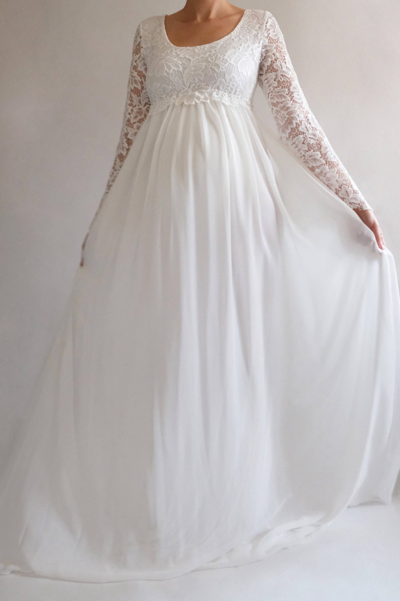 long sleeve maternity wedding dress