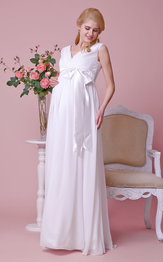 Chiffon V-Neckline Satin Bow A-Line Gorgeous Gown-ZP_706104 – DorrisDress