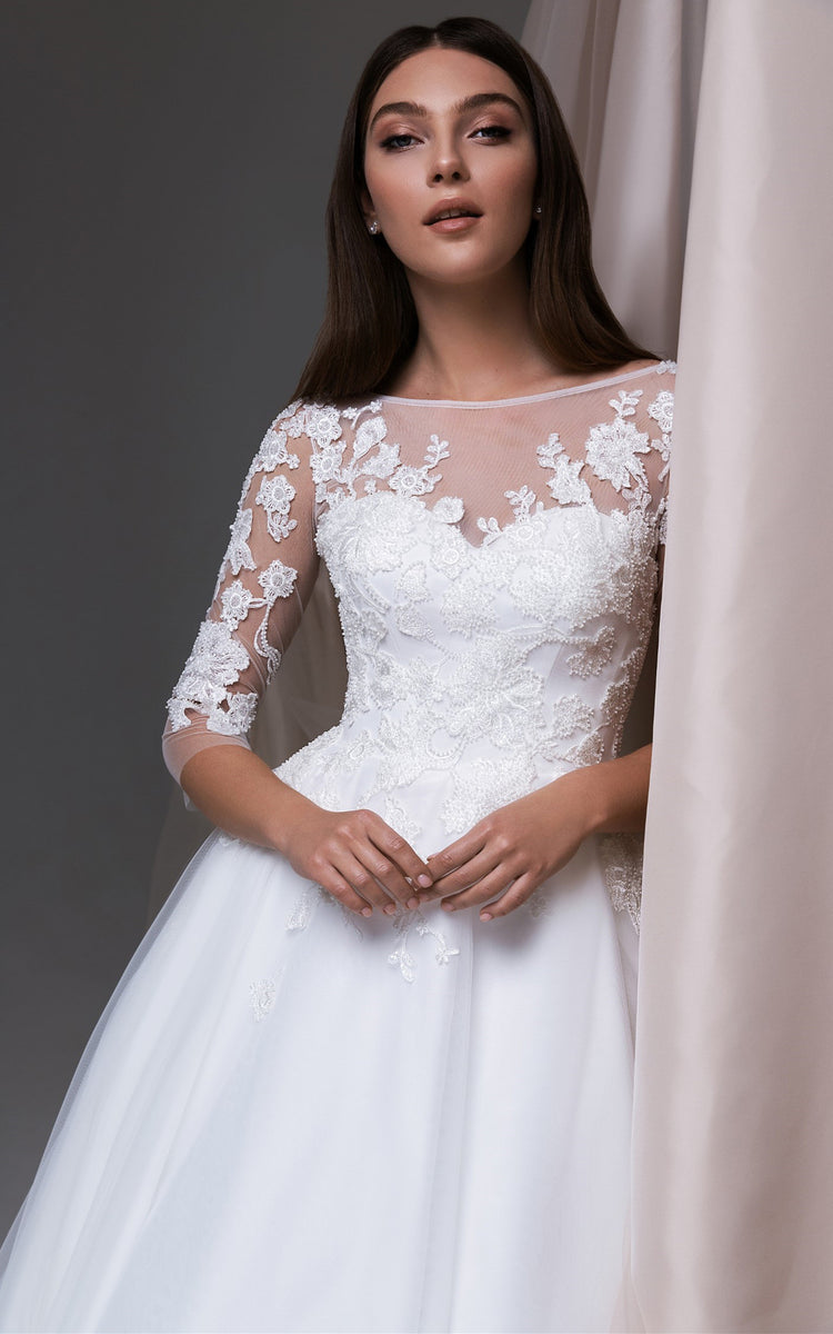 Simple Ball Gown Bateau Bridal Gown with Pockets-716124 – DorrisDress