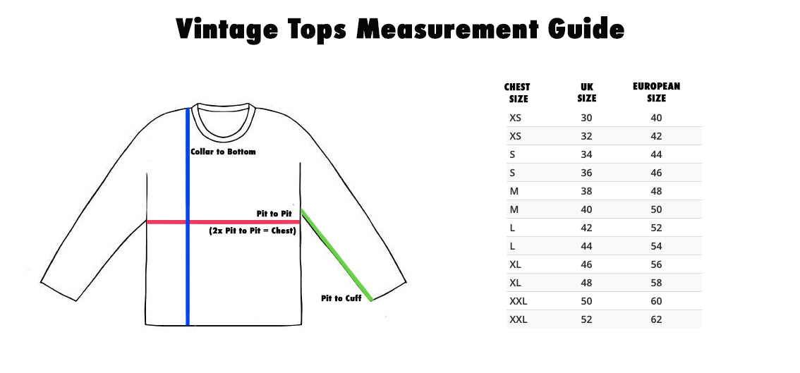 Size guide – MJVintage