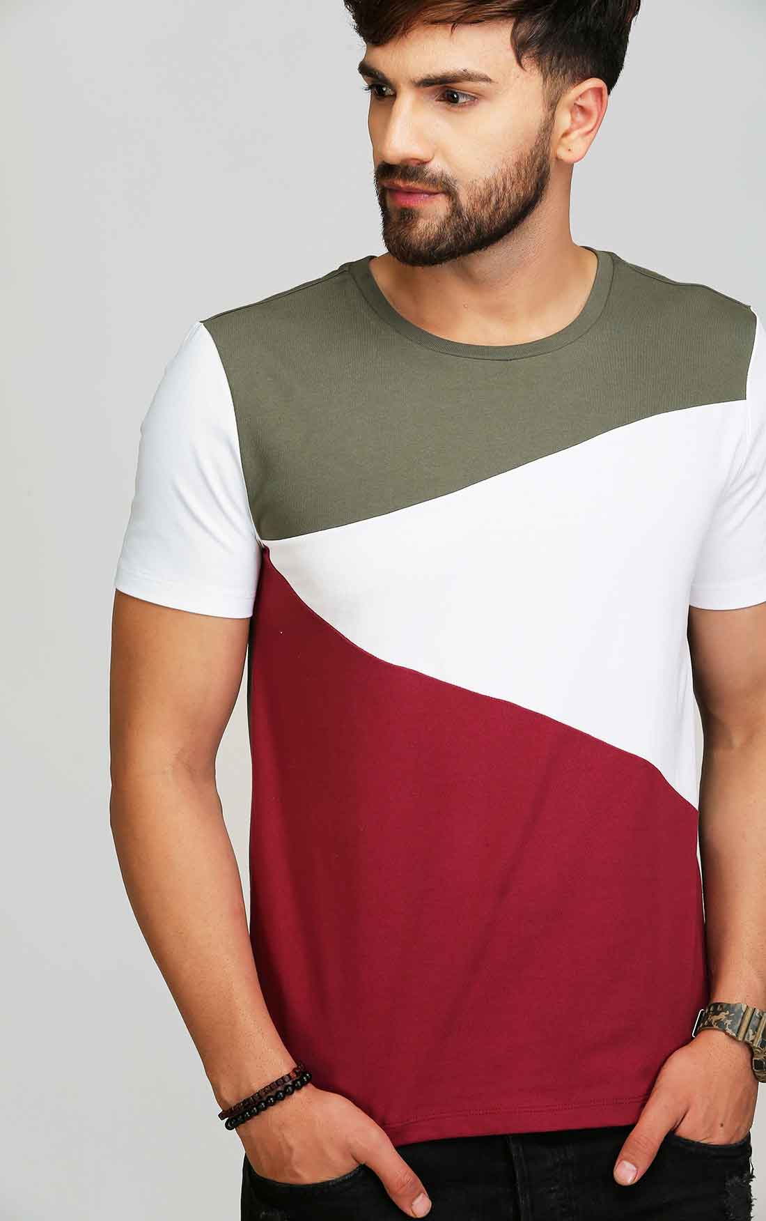 Olive Maroon Half Sleeve T Shirt For Men – AELOMART