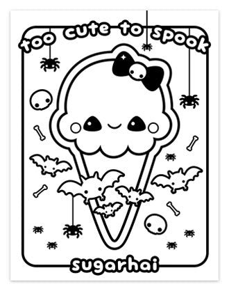 spooky ice cream cone coloring page