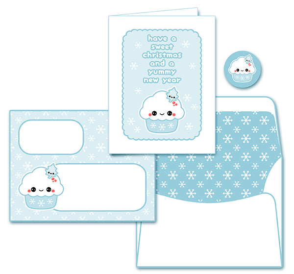 kawaii christmas card set