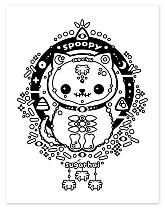 Spoopy Cat, a coloring page.