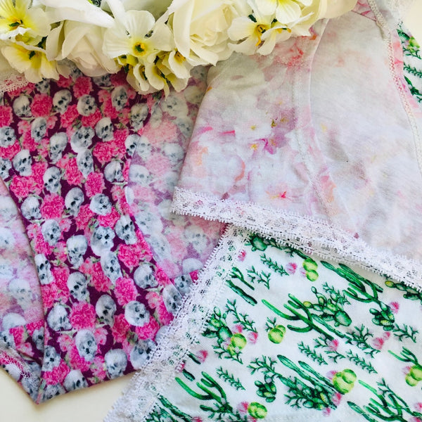 Popcheeks Undies - Pretty Printed Panties | Pink Blooms Lace String Bikini
