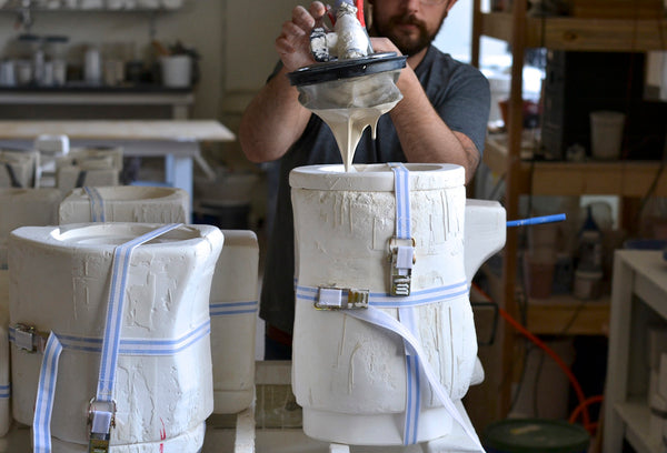 Slipcasting porcelain ceramics at The Bright Angle Studio in Asheville NC