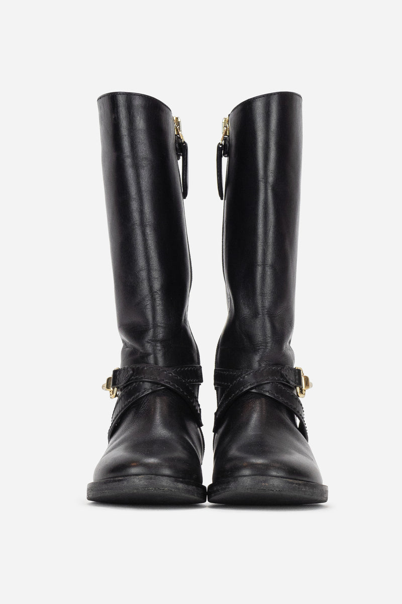 Burberry Black Leather Riding Boots – So Over It Luxury Consignment