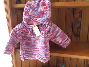 Made in the Mist - Knitted Jumper and Beanie https://babystuff.co.nz/products/made-in-the-mist-knitted-jumper-and-beanie A big, snuggly winter look for your wee one, with matching beanie. Perfect for a Sunday morning outing to the farmers market. When lying flat, the jumper measures approximately 24cm across the chest and 24 cm from the neck to the waist. The beanie measures approximately 19cm. All our items are as much as possible, made...