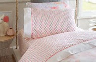 Beautiful junior linen from Sheridan. A timeless design for the classic children's room. This finely woven micro gingham is constructed with 100% cotton yarns that are formaldehyde free. Completed with a crisp white header and piping. Set includes a fitted sheet, flat sheet and one standard pillowcase.        100% cotton     Crafted yarn dye weave