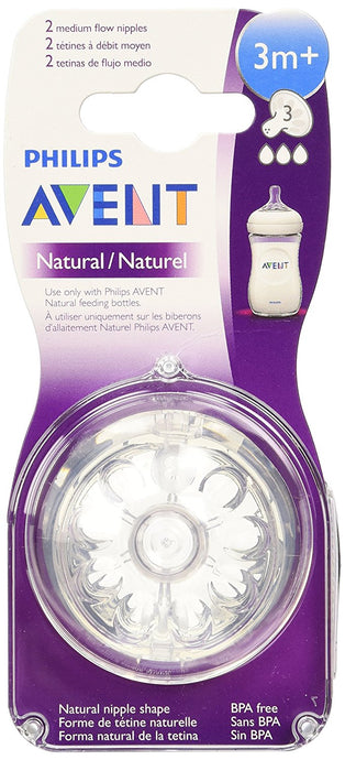 AVENT - Natural 3m+ 2x Newborn flow teats