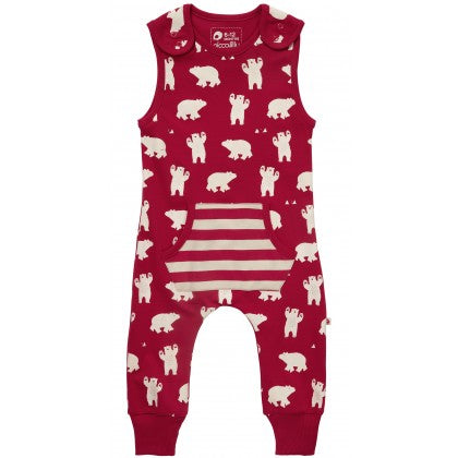 piccalilly - polar bear dungarees https://babystuff.co.nz/products/piccalilly---polar-bear-dungarees Soft and comfy red organic cotton jersey dungarees for baby and toddlers featuring a unisex all-over polar bear print. These red dungarees are gender neutral in design and perfect play wear for all ages to crawl, roll and have adventures in. Features side shoulder poppers for no-tears easy peasy dressing. Made from org...