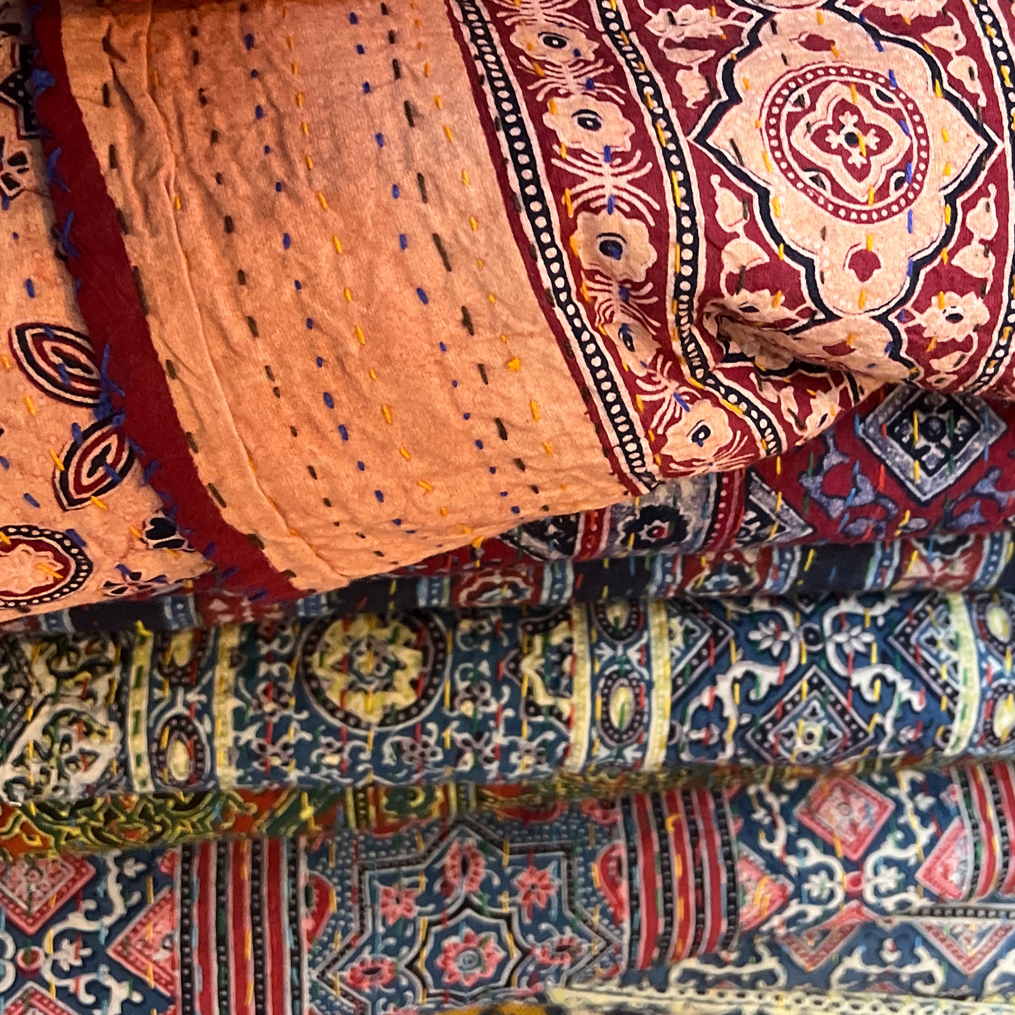 Picasso Uitroepteken minstens Ajrakh Kantha Quilts-Many Colors | Vintage India NYC
