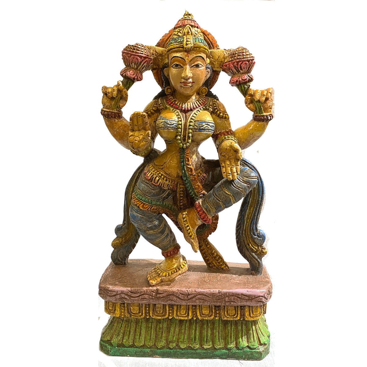 Wooden Lakshmi Statue | Vintage India NYC