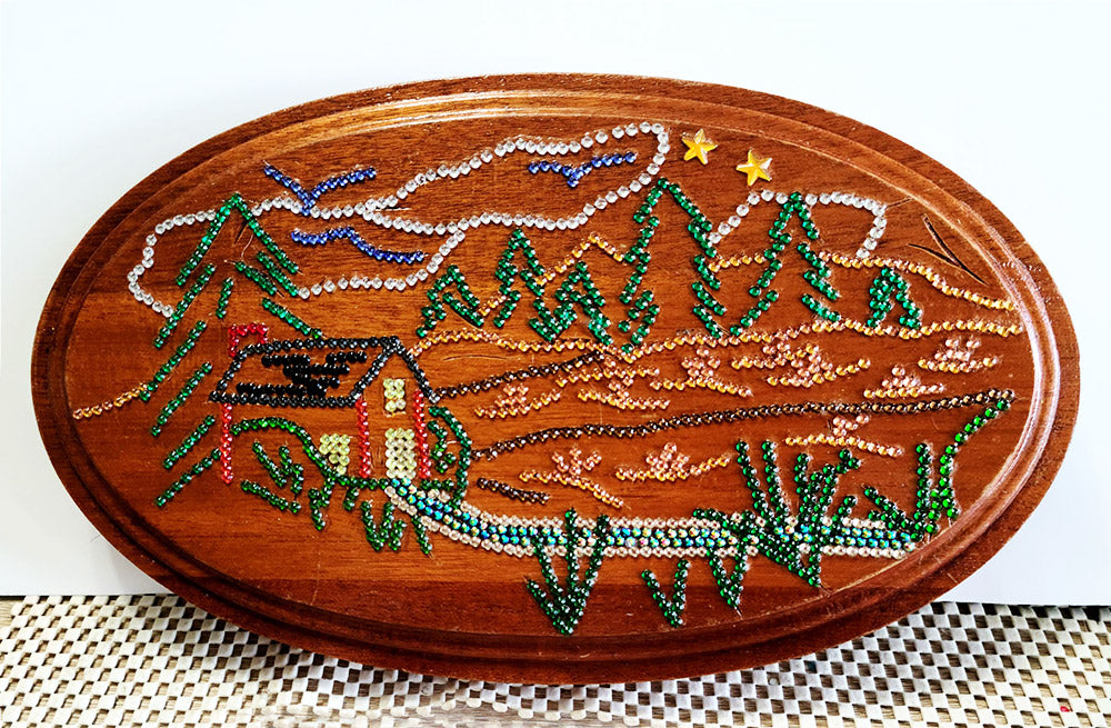 Wooden Plate with Bedazzled Fall Carvings 