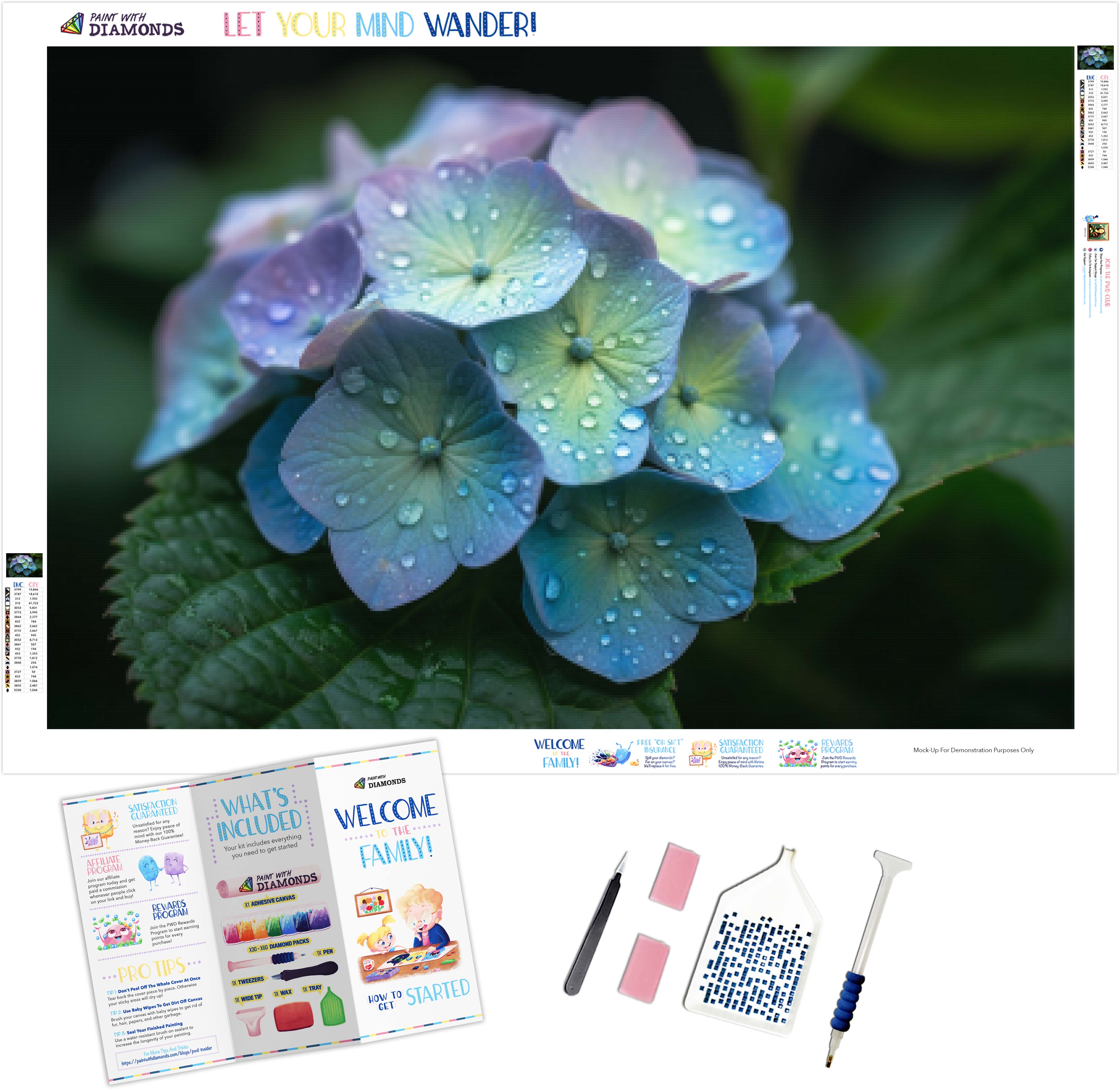Blue Hydrangea Green Background