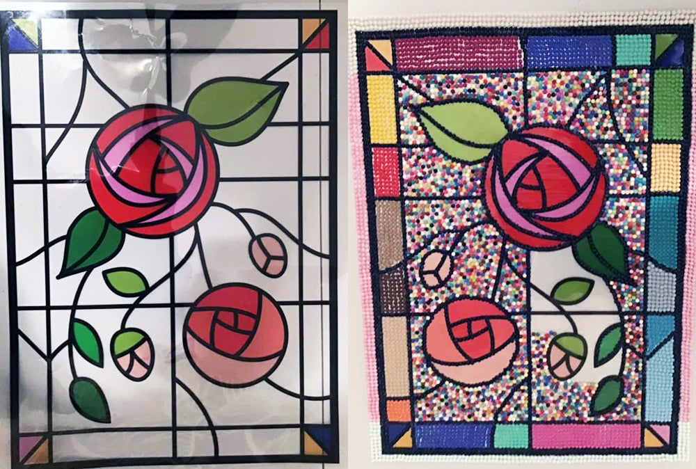 Stained Glass Window with Diamonds 