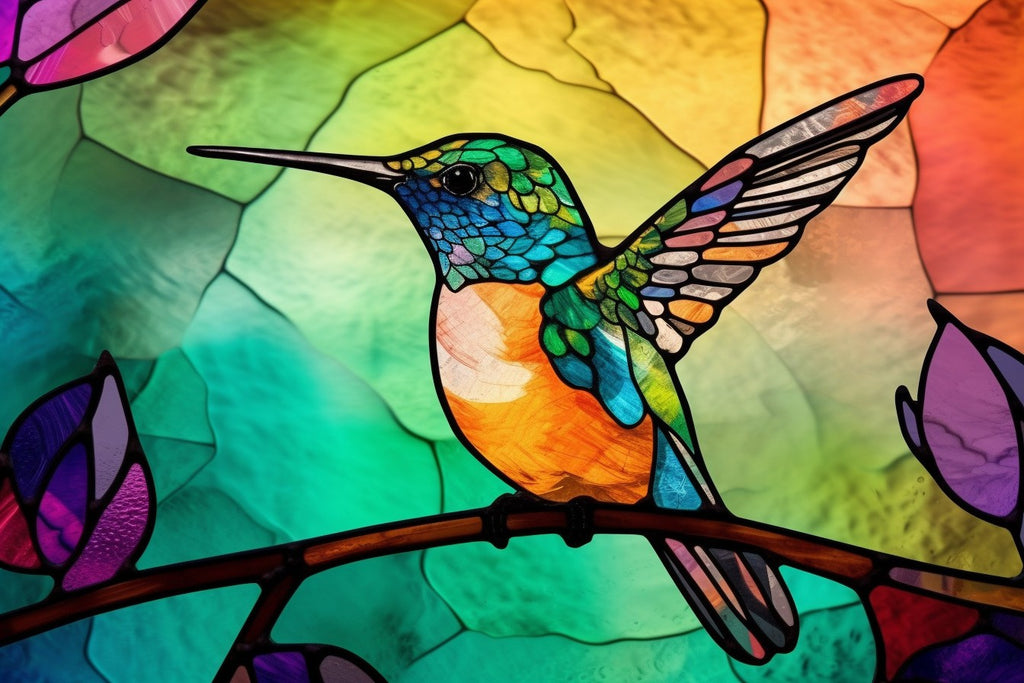 Assortment Of Hummingbirds Stained Glass Official Diamond Painting Kit, Diamond Art