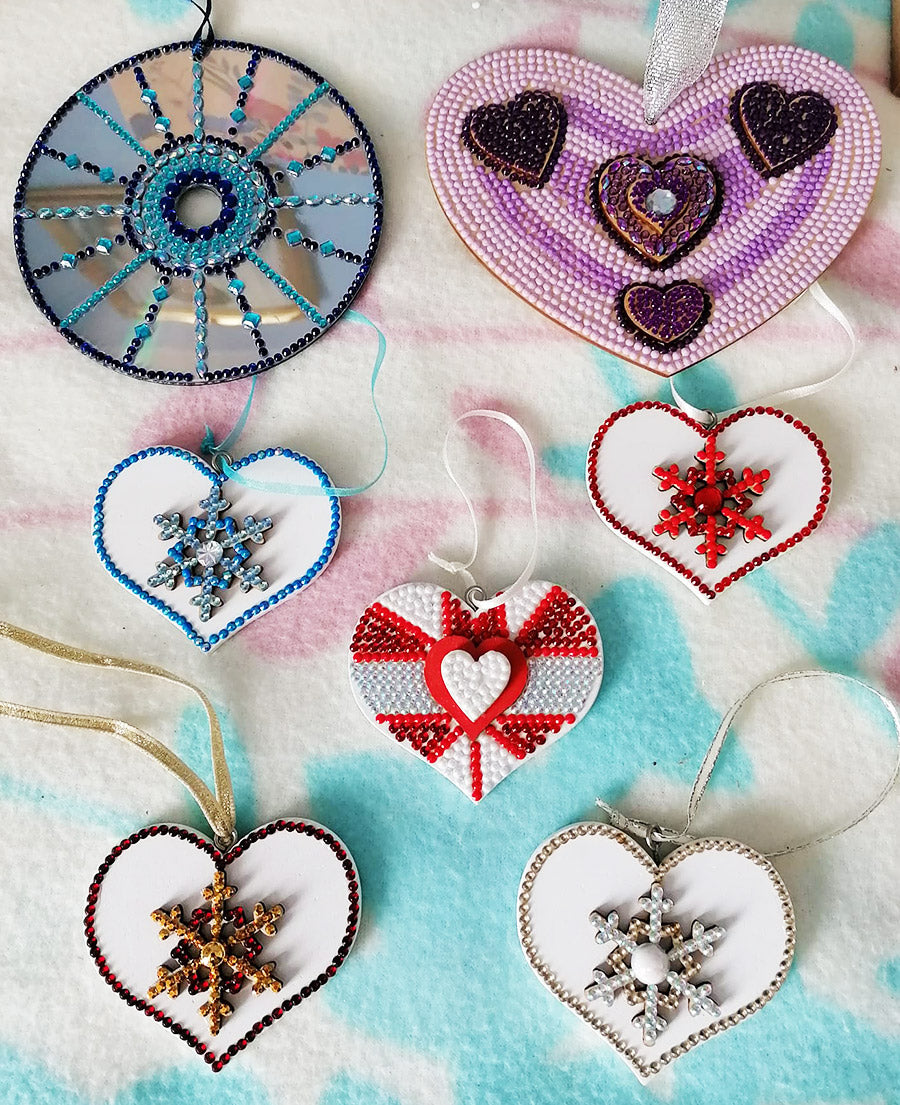 Heart Ornaments and a DVD Dream Catcher 