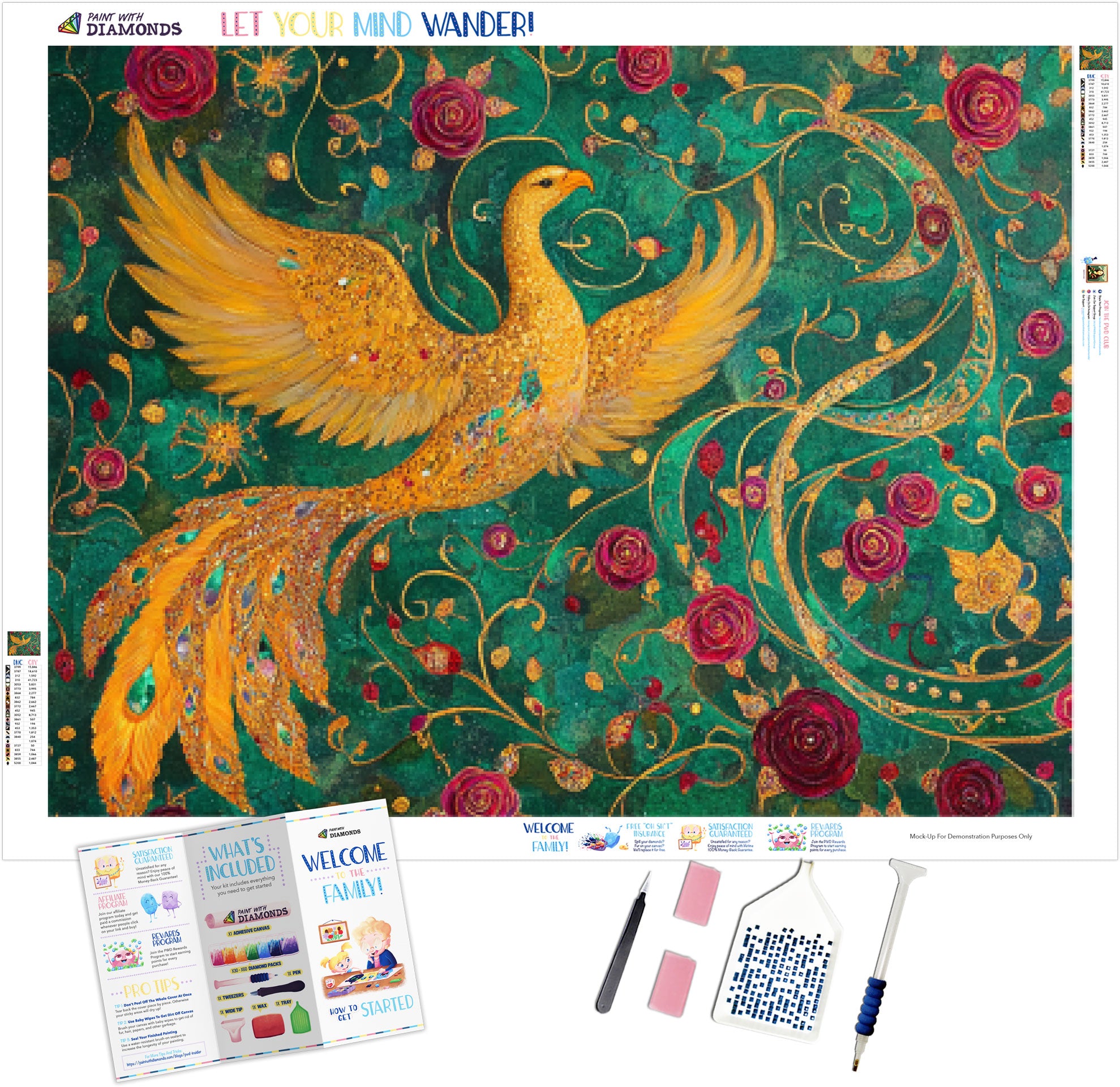 Golden Phoenix Rises From A Mystical Garden