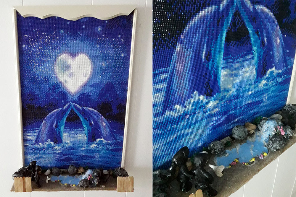 Dolphin Diamond Painting With Real Beach Display 