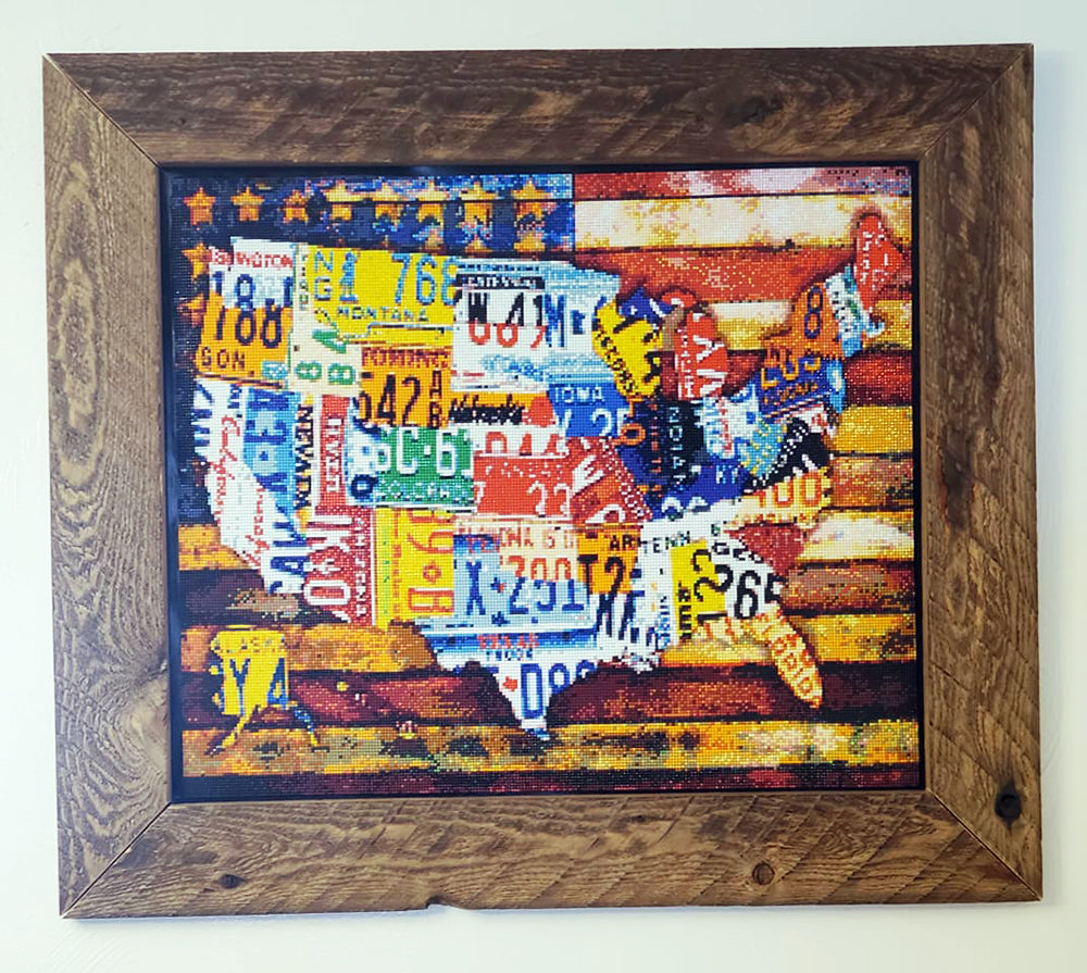 USA Diamond Painting With Homemade Wooden Frame 