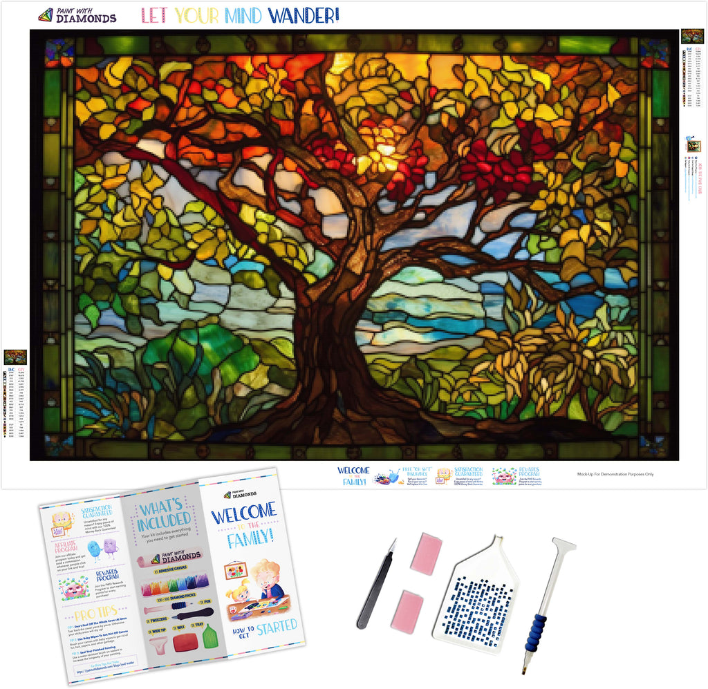 Colorful Tree Of Life Stained Glass Diamond Painting Kit Paint With – Paint  With Diamonds