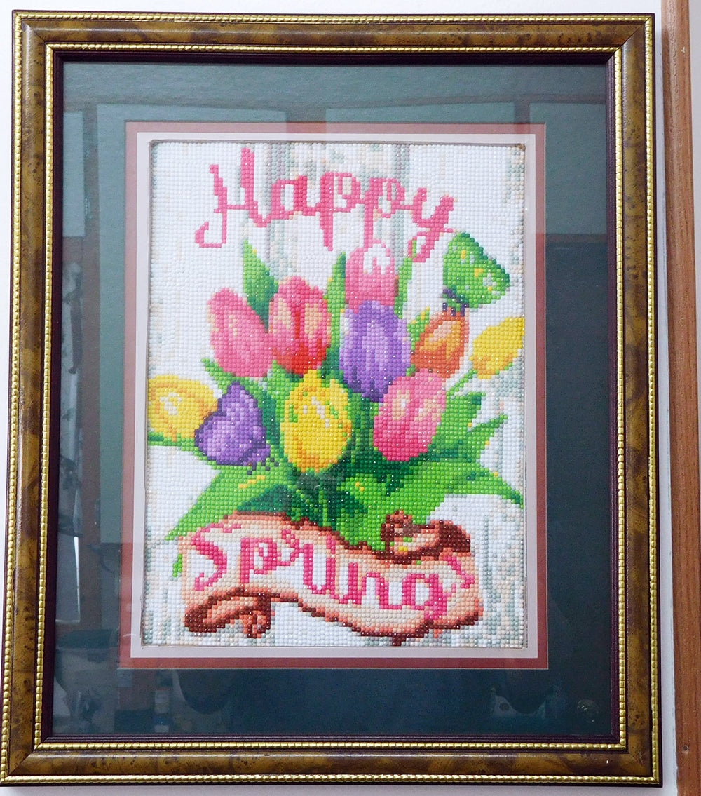 "Happy Spring" Diamond Painting With Tulips 