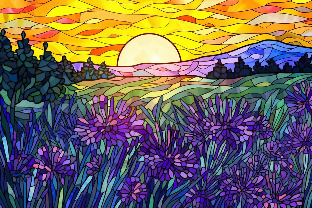Field Of Lavender Stained Glass
