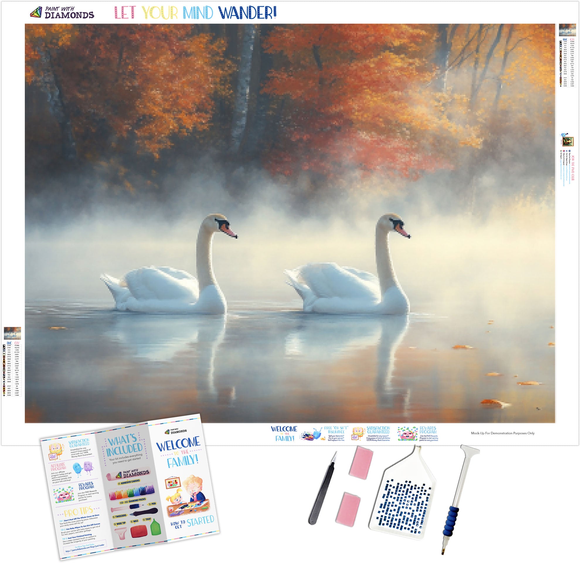 Serene Swans in a Foggy Lake