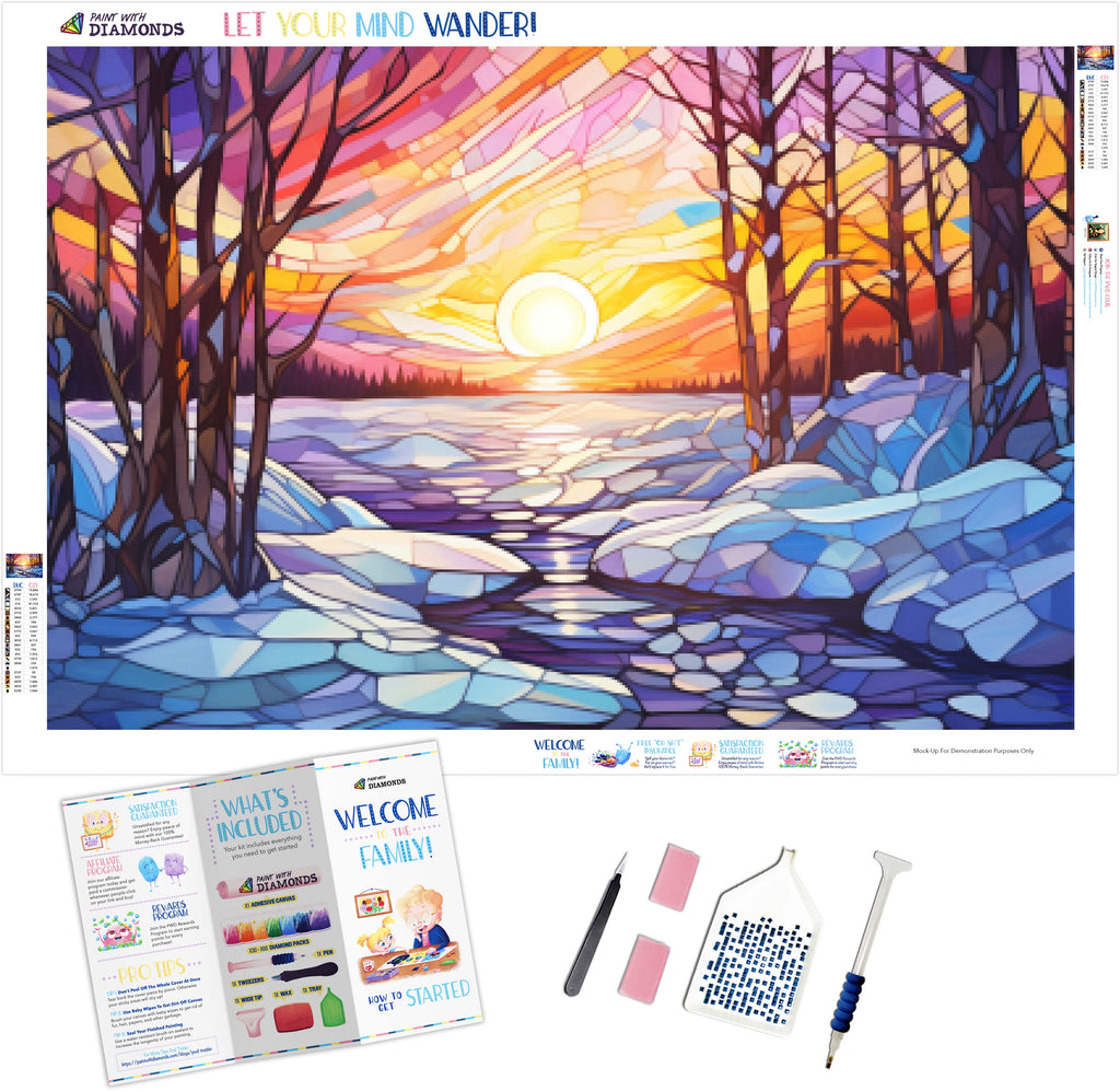 Everyone loves a dea! Make sure you shop for New! Stained Glass Waterfalls  Sunset - Premium Diamond Painting Kit Home Craftology™ in the Clearance  price