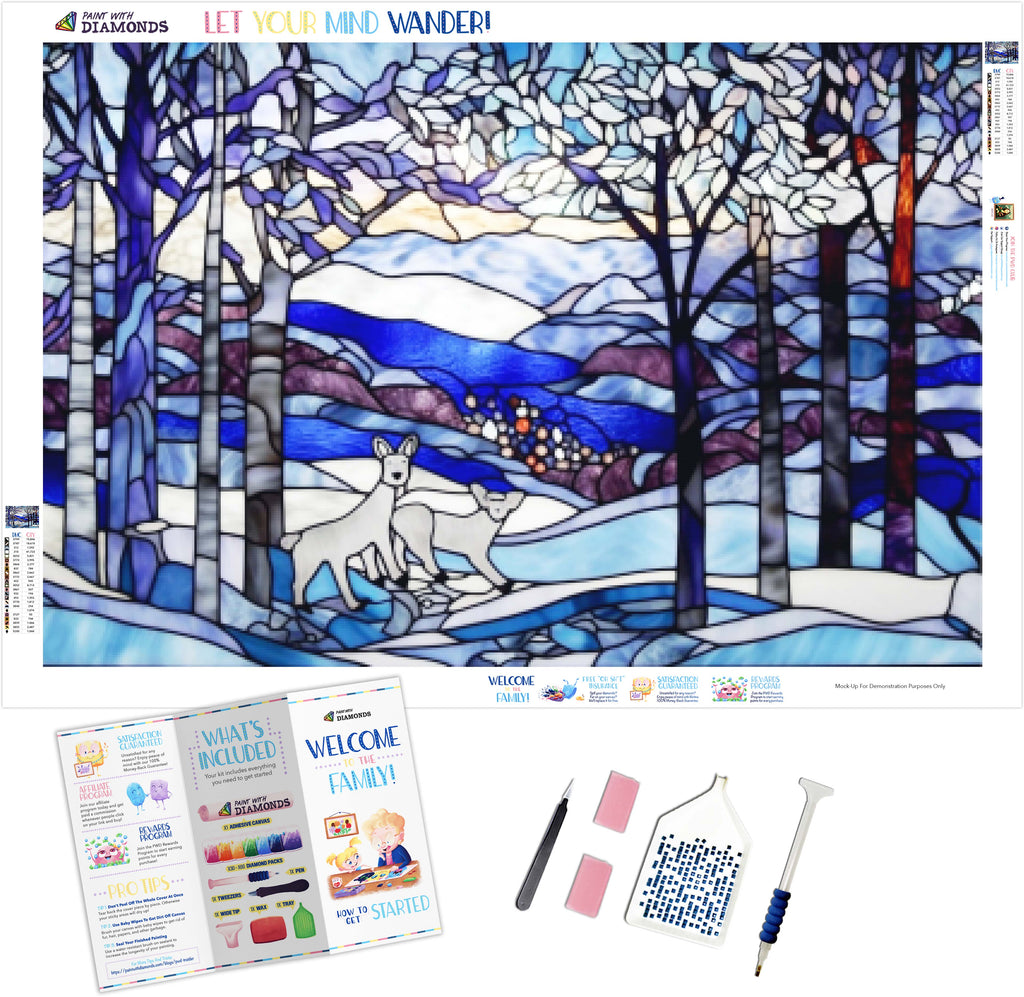 Soft Snow Stained Glass Official Diamond Painting Kit, Diamond Art