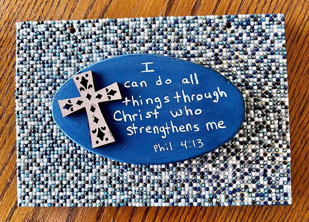 "I can do anything with Christ that strengthens me" poster with diamonds 