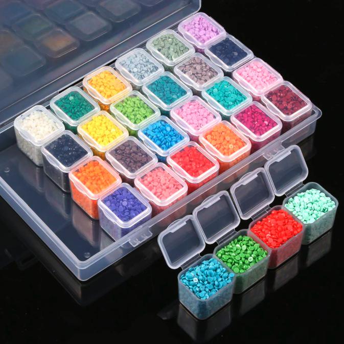 30/60 Slot Round Diamond Painting Storage Containers Diamond Art Bead  Storage Box Point Drill Pen