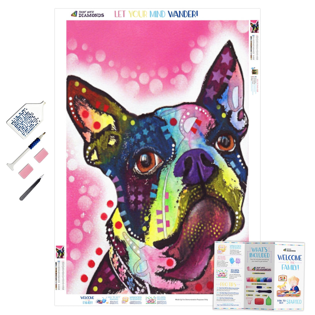 Bulldog Diamond Painting Set by Crafting Spark. CS2537 Diamond Art Kit.  Large Diamond Painting Kit 