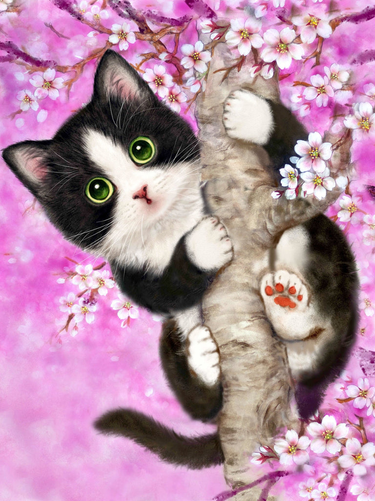 Cherry Blossom Cat Diamond Art, Japanese Style Diamond Painting, Cute Home  Decoration