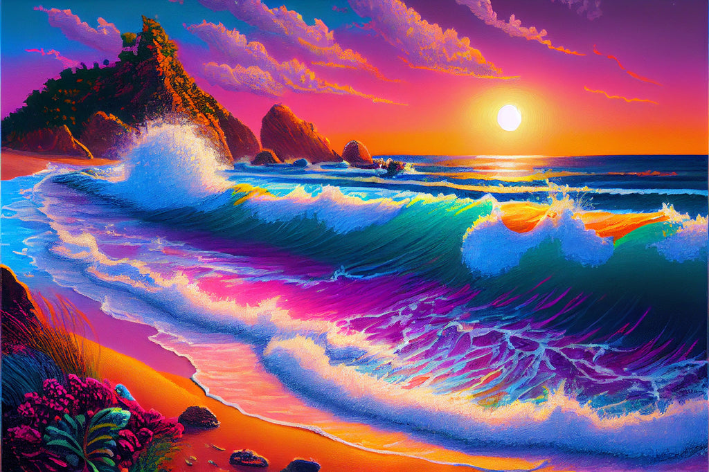 Beautiful Beach With Hearts In Sand Diamond Painting 