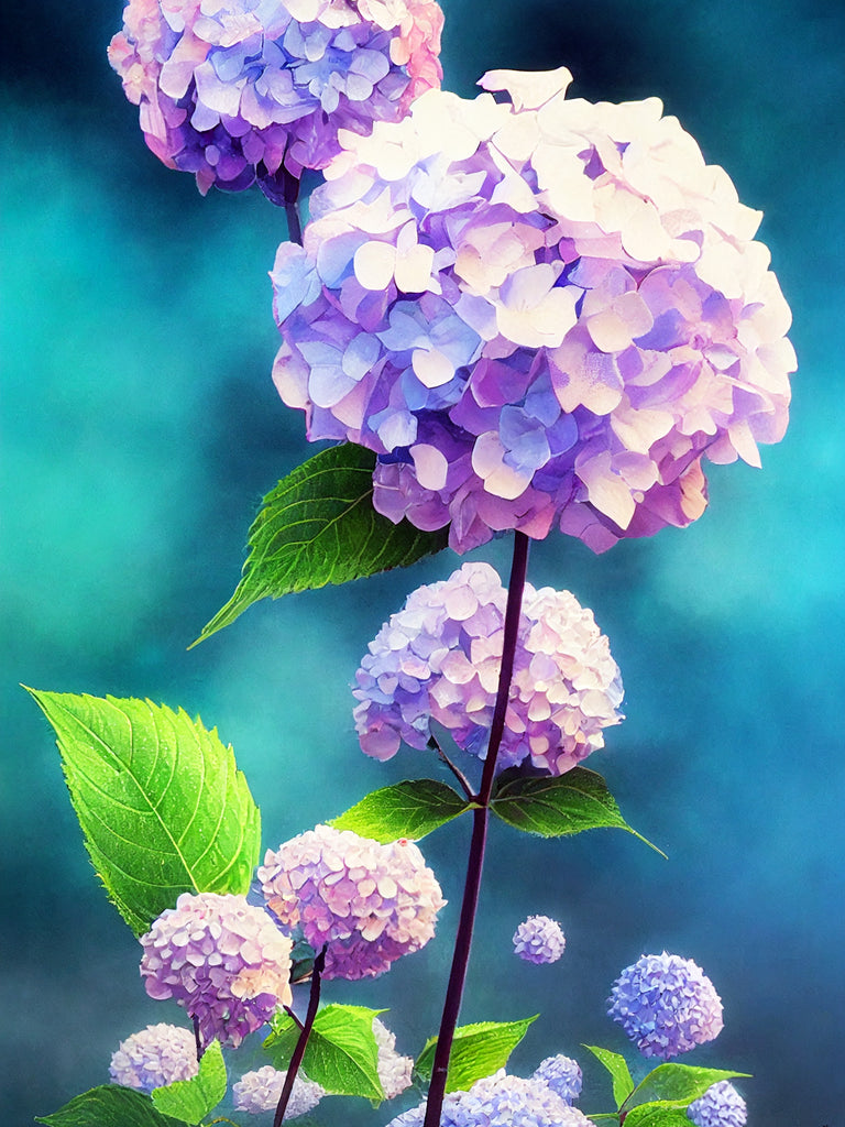Blue Hydrangea Flowers - Diamond Painting 