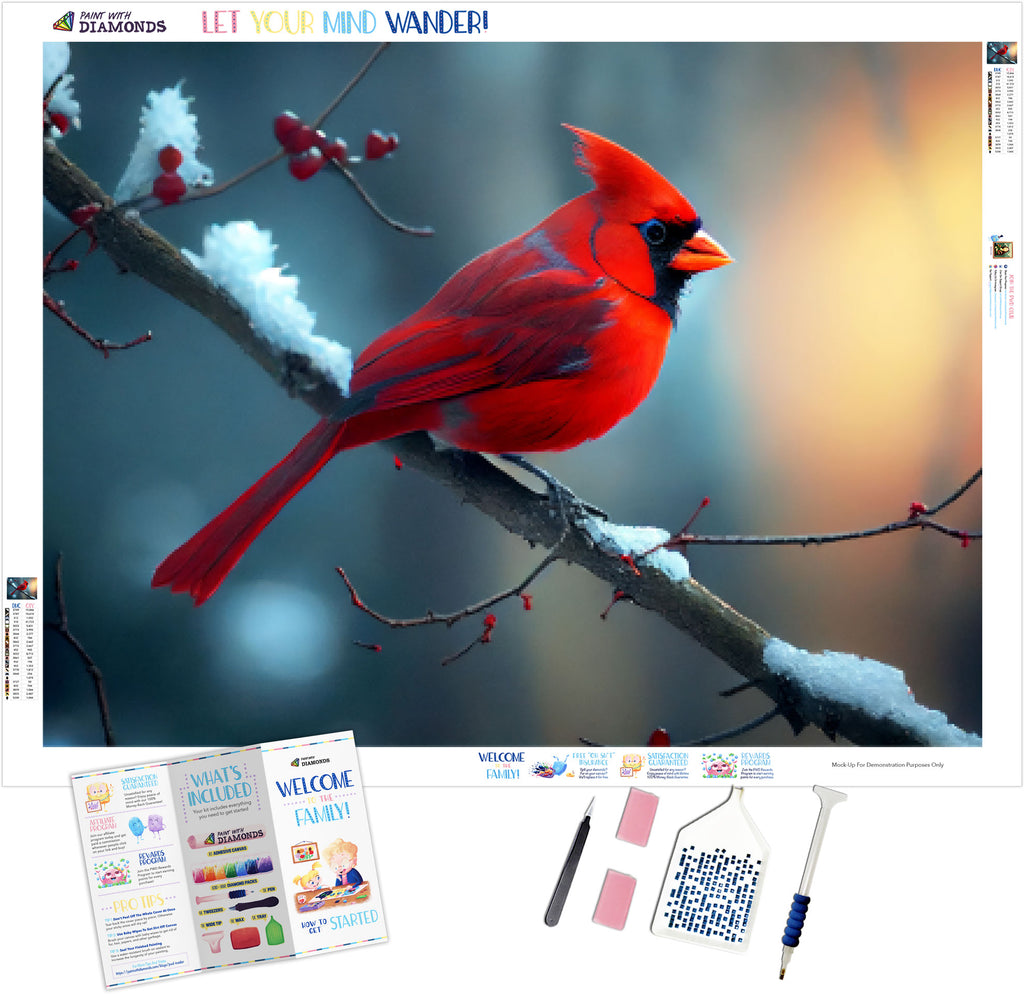 5D Diamond Painting Kit Red Cardinal Bird Cross Stitch Gems Embroidery DIY  Art