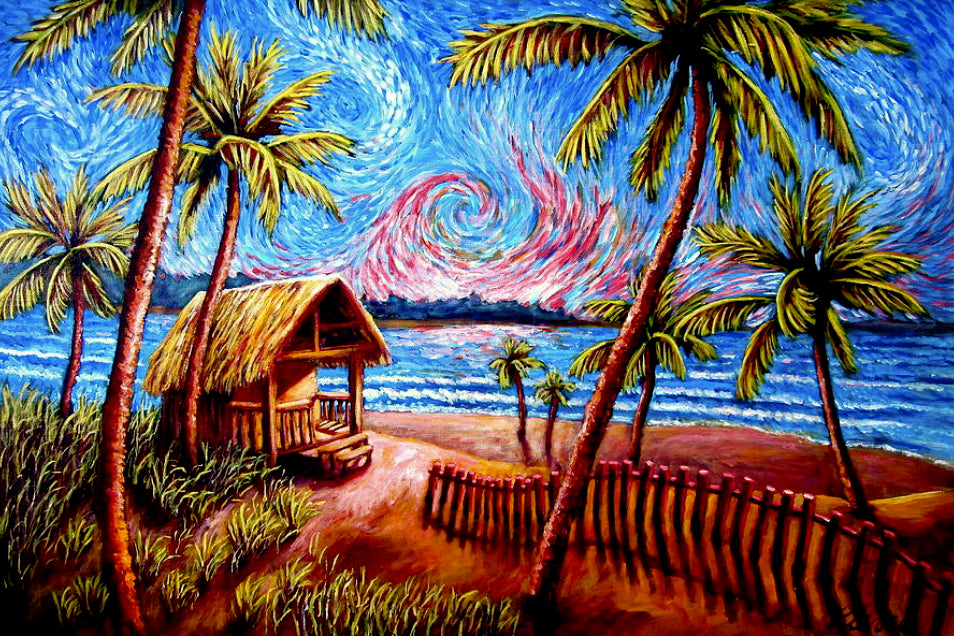 Coconut Tree Beach, Full Square Diamond Painting– Diamond Paintings Store