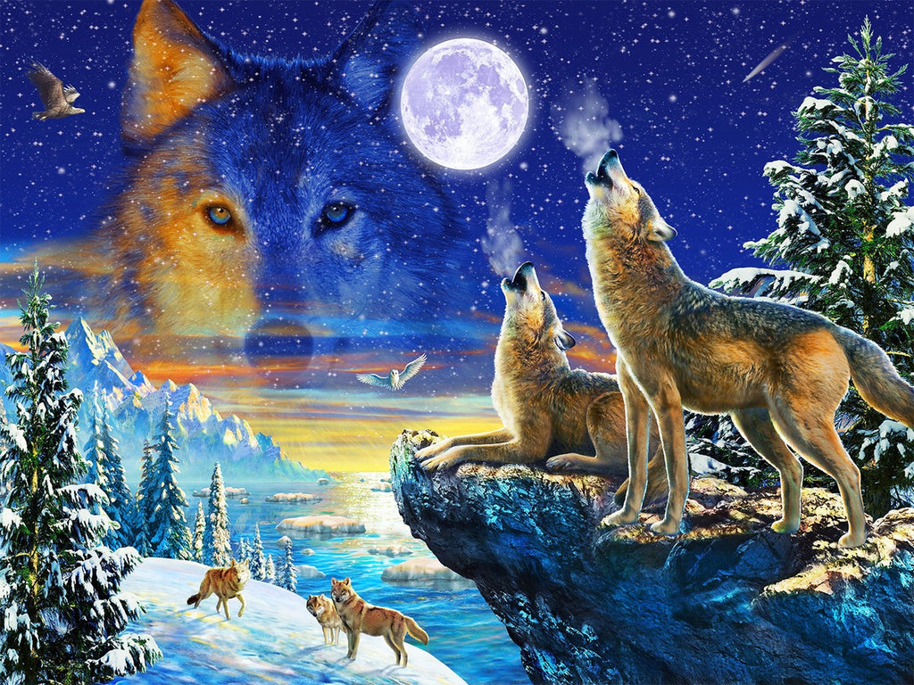 Diamond Painting Howling Wolf Under The Moonlight – Diamonds